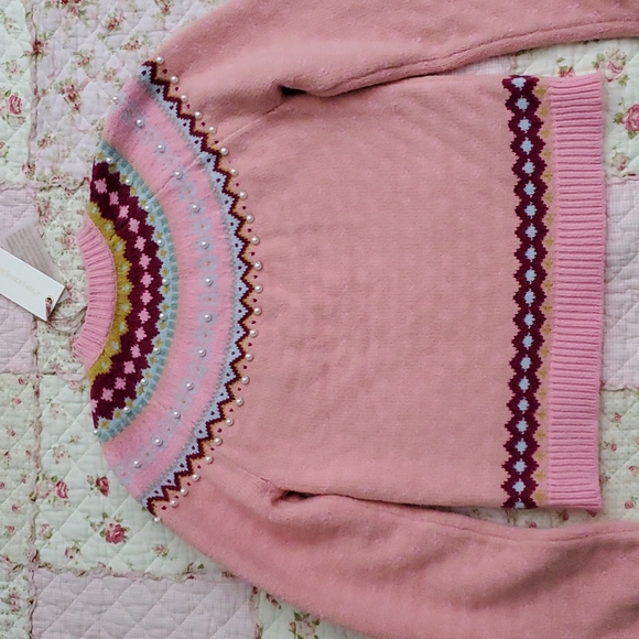 Loveshackfancy Crawley slim pullover Berry smash pink knit sweater S - Picture 13 of 13